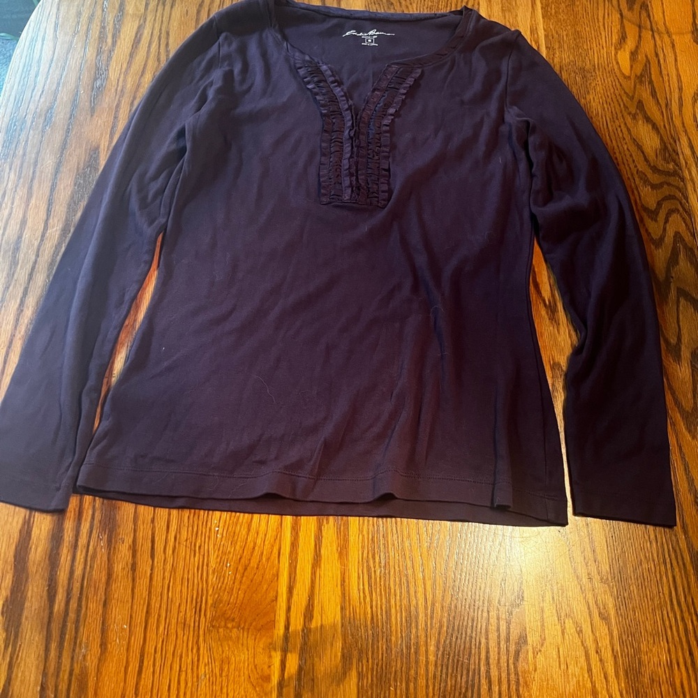 Women's Eddie Bauer Purple Clasp LS Top